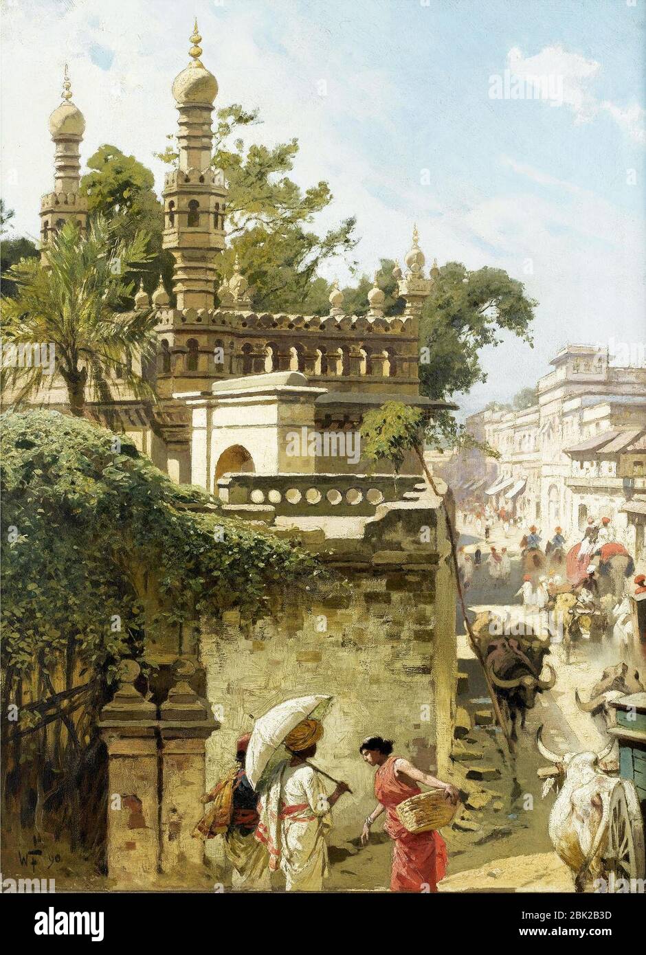 Hyderabad, Indien Straßenszene von Woldemar Friedrich im Jahre 1890. Stockfoto