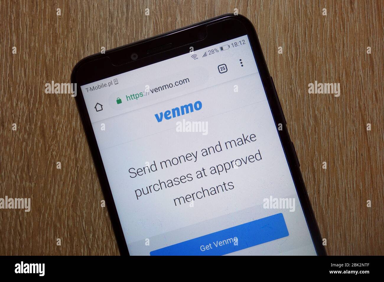 Venmo Website (venmo.com) auf dem Smartphone angezeigt Stockfoto
