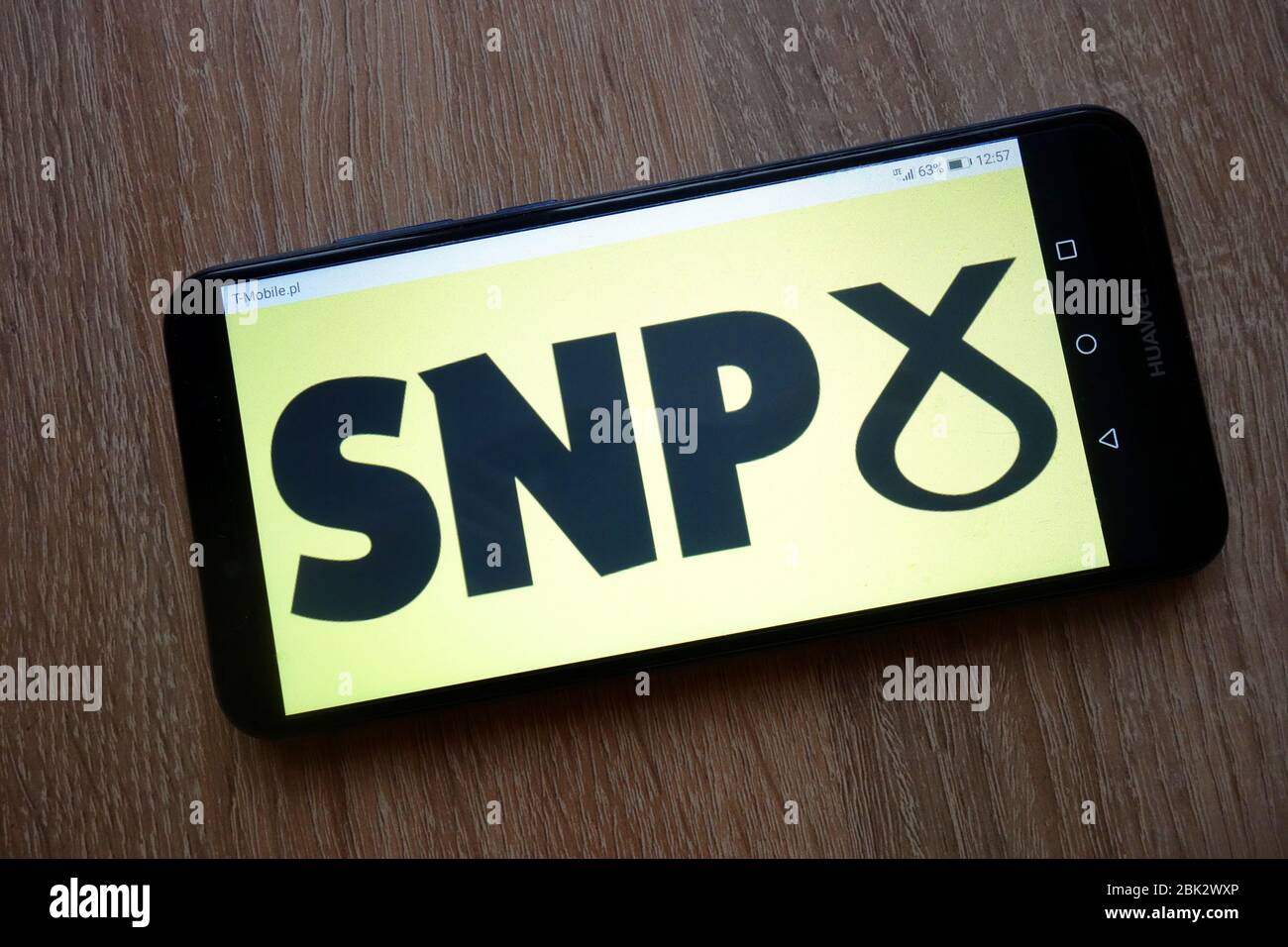 Das Logo der Scottish National Party (SNP) wird auf dem Smartphone angezeigt Stockfoto
