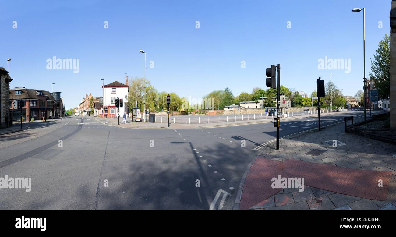 Oxford City Gloucester Green Parkplatz und Park End Street frei von allen Touristen und Straßenverkehr während Corona Virus gesperrt Stockfoto