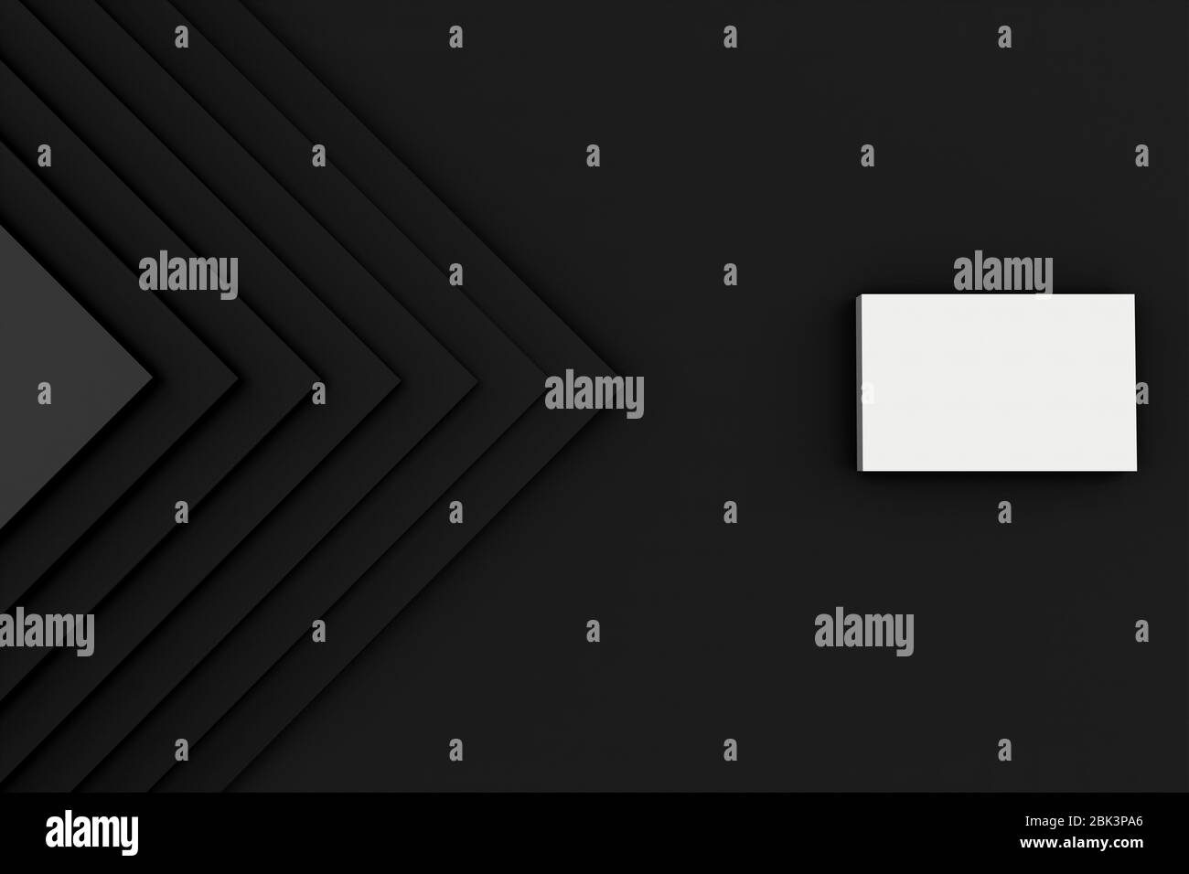 Abstrakt Schwarz Karton Papier Textur Hintergrund. Minimales schwarzes geometrisches Draufsicht einfacher Kopierraum für Hintergrunddesign, 3d-Illustration, Stockfoto