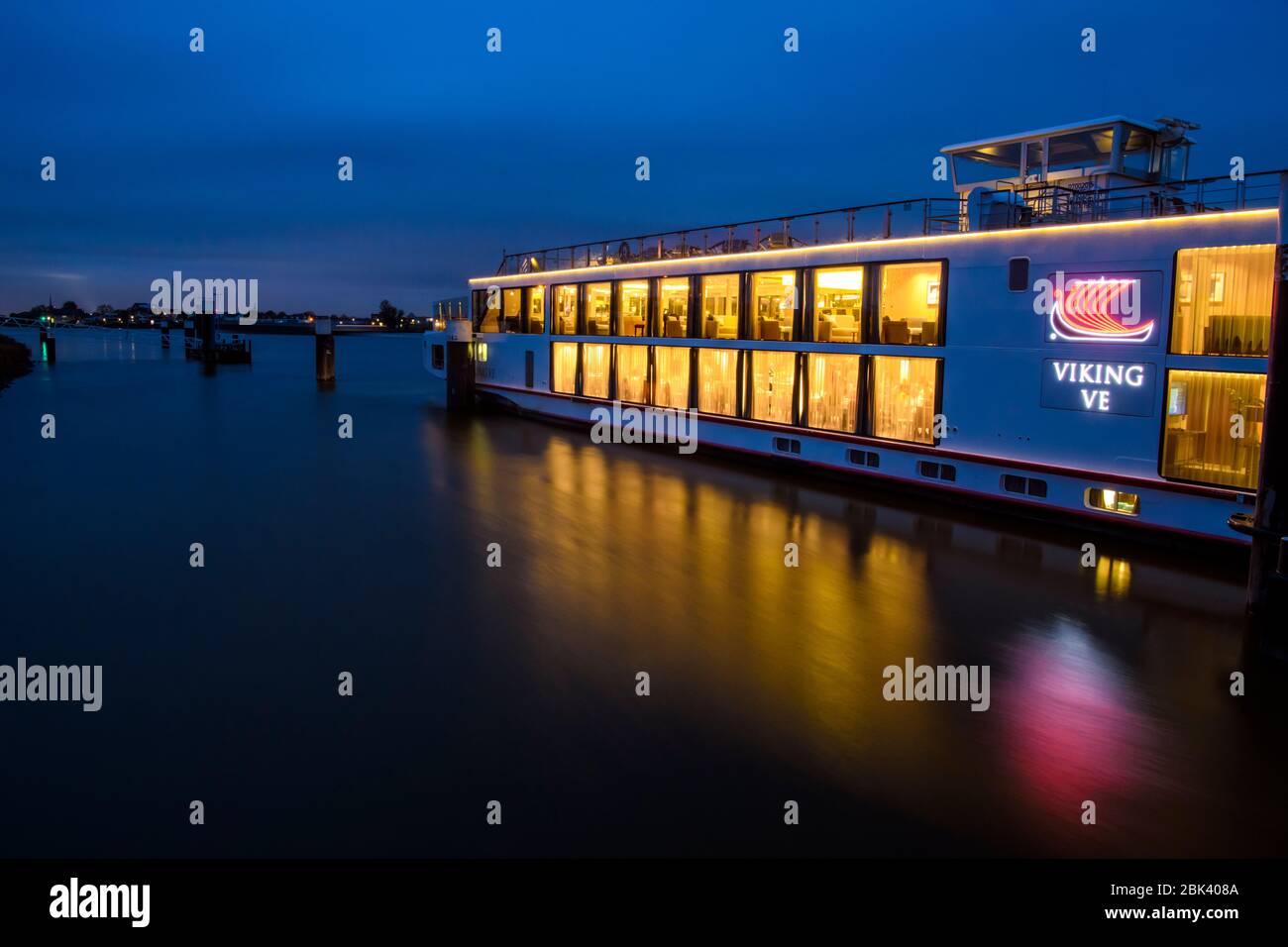 Viking Flusskreuzfahrtschiff Viking Ve, Kinderdjik, Nordholland, Niederlande Stockfoto