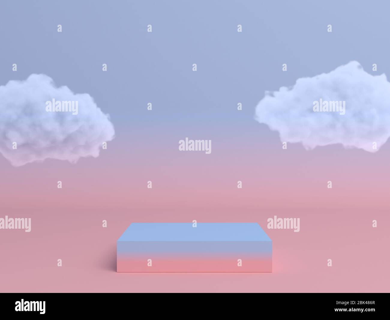 Pastell Podium mit Wolke auf Pastellfarben Hintergrund. 3d-Rendering Stockfoto