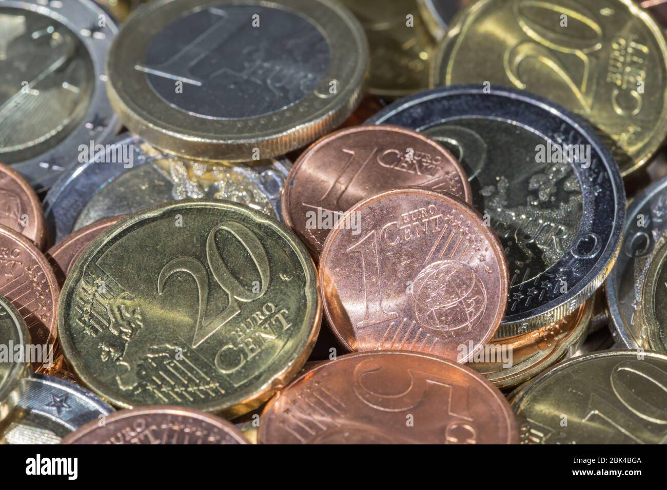 Struktur der Euro-Cent-Münzen Stockfoto