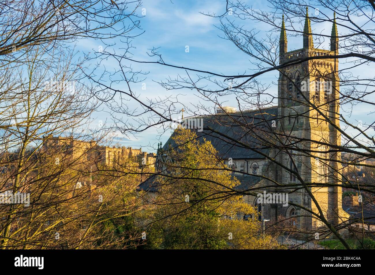 Durham, Großbritannien - 21. Februar 2019: Blick auf Durham Stadtbild an einem schönen sonnigen Nachmittag Stockfoto