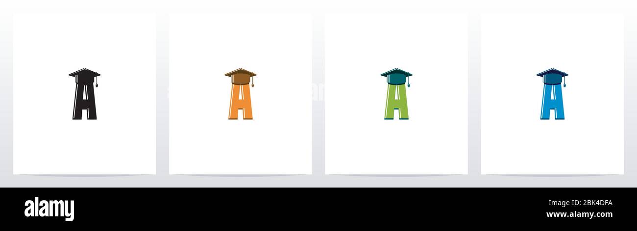 Graduierung Hut auf Brief Logo Design A Stock Vektor