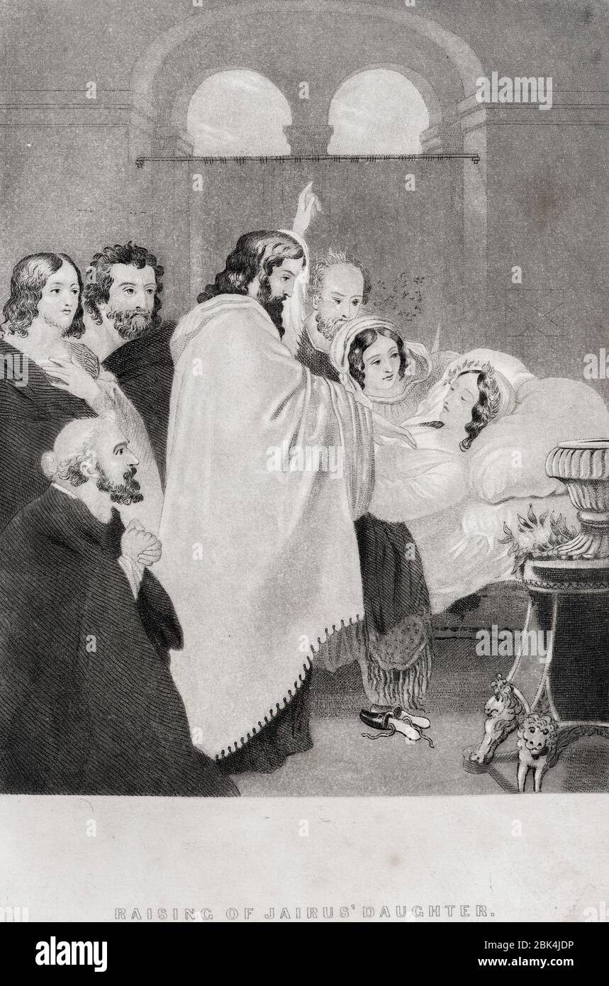 'Raising of Jairus´Daughter', Lebensgeschichte unseres Herren und Heilands Jesu Christi, Hartford 1867 Stockfoto