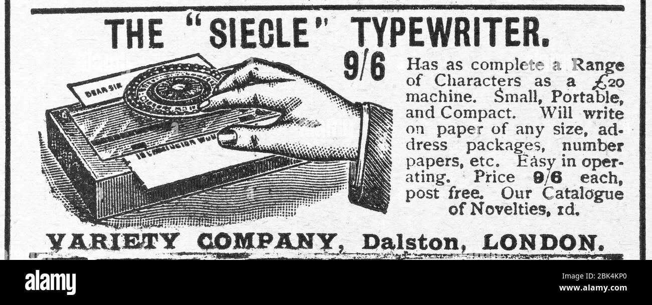 Alte Haushaltsartikel Anzeige von den frühen 1900er Jahren, vor dem Anbruch der Werbestandards. Geschichte der Werbung, alte Anzeigen, Werbungsgeschichte Stockfoto