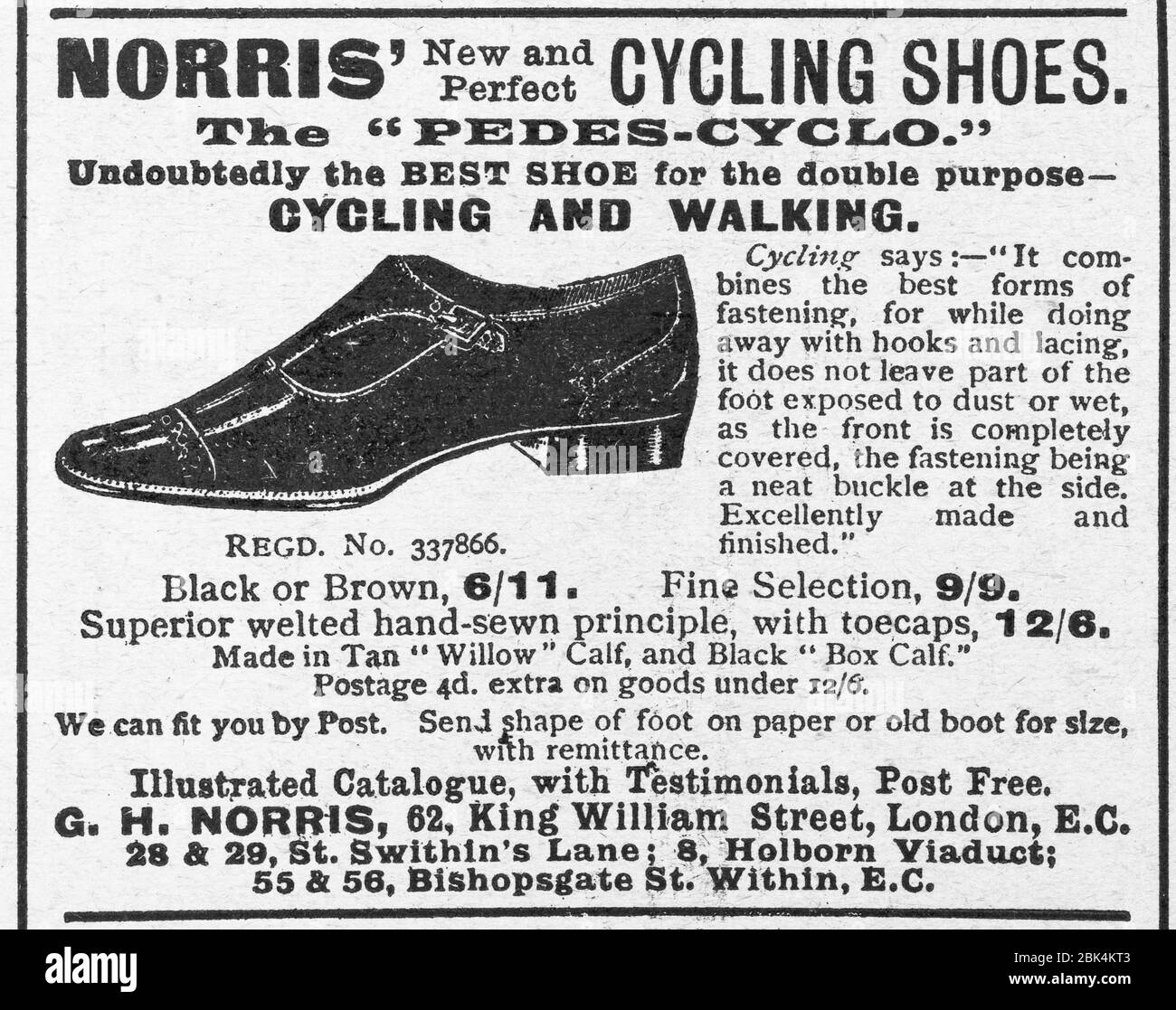 Alte Zeitungsartikel Kleidung / Kleidung Werbung aus viktorianischen Zeiten - vor dem Anbruch der Werbung Standards. Viktorianische Schuhwerbung, Radwerbung. Stockfoto