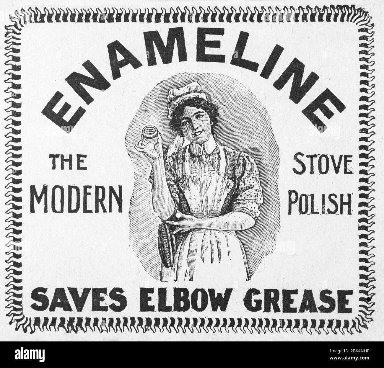 Alte Reinigungsprodukt / Ellbogenfett Werbung aus dem frühen 1900, vor dem Anbruch der Werbestandards. Geschichte der Werbung, alte Anzeigen, Stockfoto