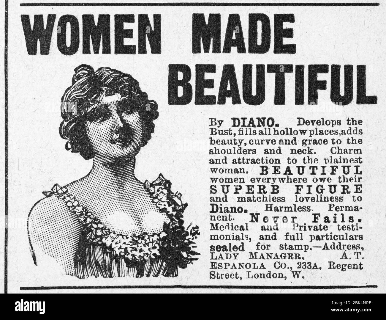 Alte Zeitungsdruckkleidung / Bekleidungswerbung aus viktorianischen Zeiten - vor dem Anbruch der Werbestandards. Stockfoto