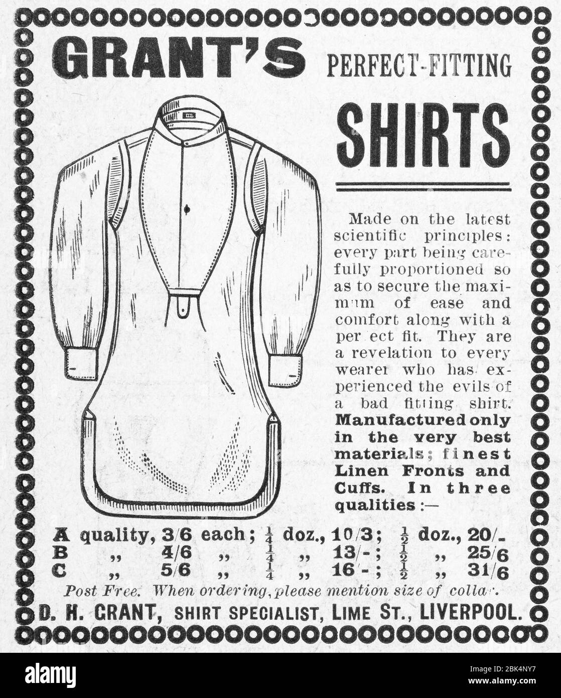 Alte Zeitungsartikel Kleidung / Kleidung Werbung aus viktorianischen Zeiten - vor dem Anbruch der Werbung Standards. Werbung für alte Kleidung, Werbung für alte Kleidung. Stockfoto