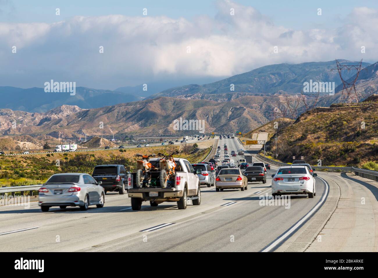 Blick auf Highway 15 in der Nähe von San Bernadino, Kalifornien, Vereinigte Staaten von Amerika, Nordamerika Stockfoto