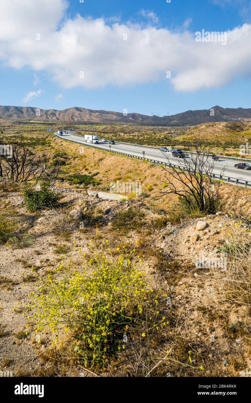 Blick auf Highway 15 in der Nähe von San Bernadino, Kalifornien, Vereinigte Staaten von Amerika, Nordamerika Stockfoto
