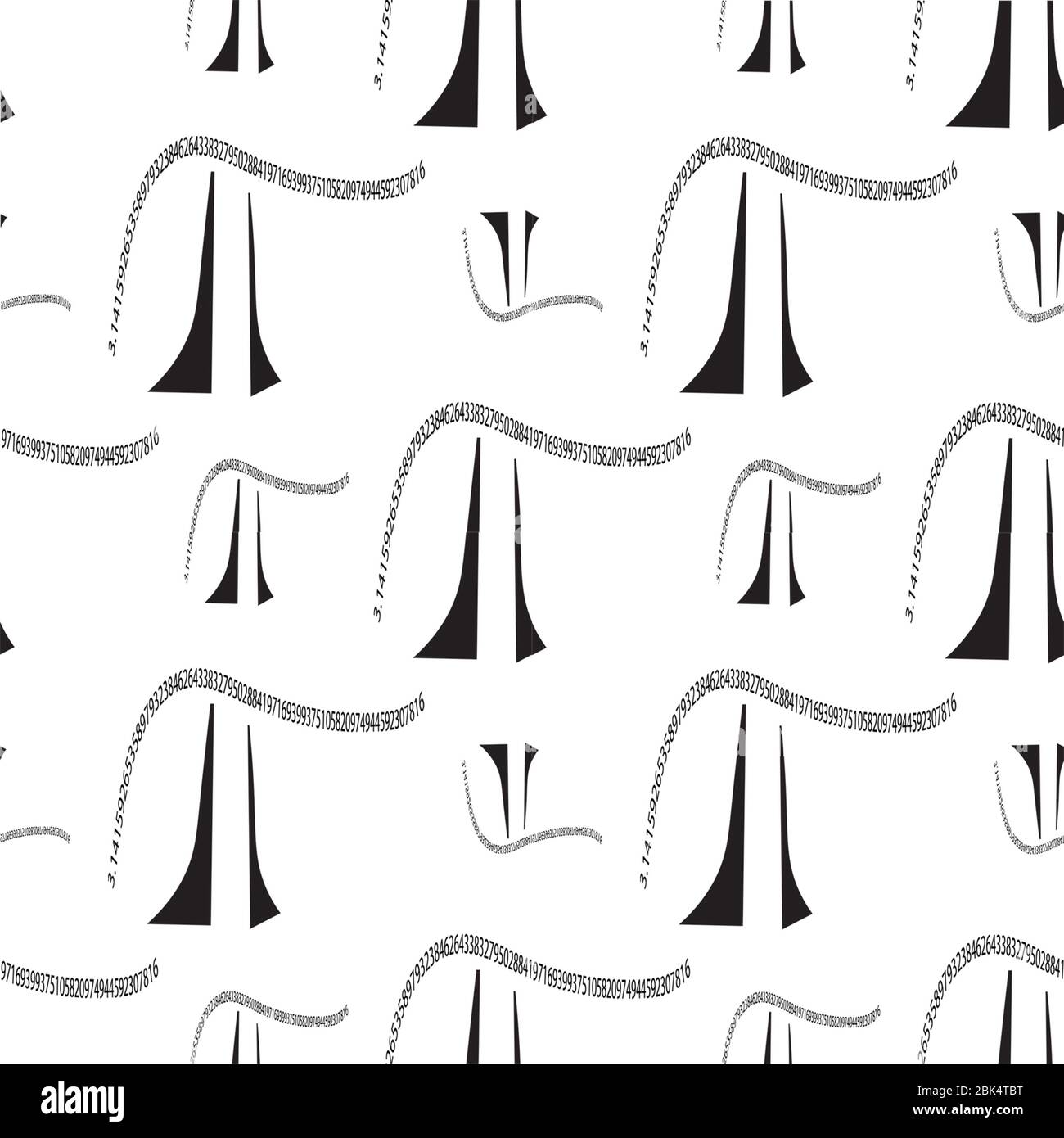 Pi-Wert in mathematischem Symbol in einem sich wiederholenden Muster dargestellt. Stockfoto