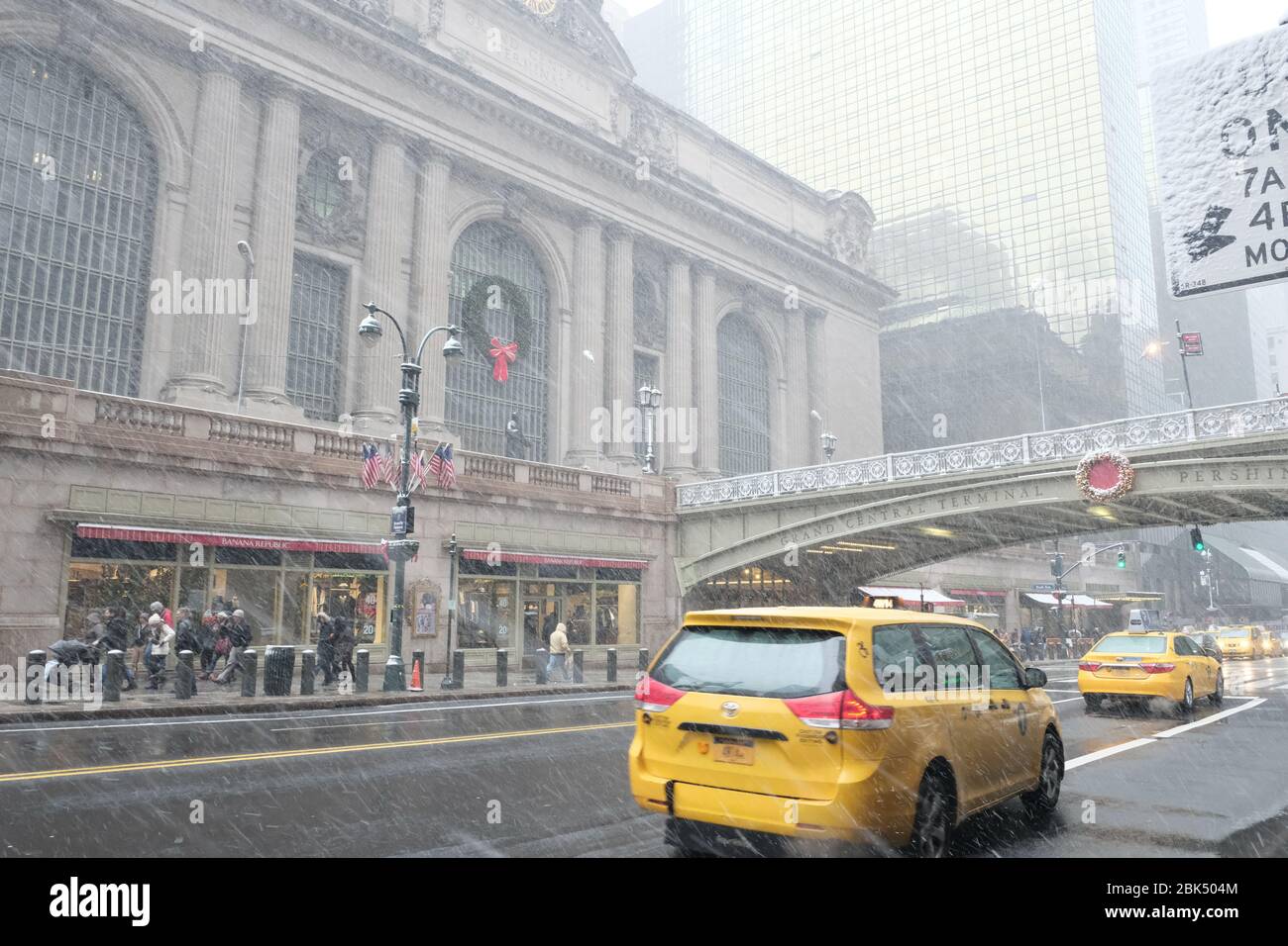 New York, NY/USA-Dezember 2017: Grand Central Terminal (GCT) , der Hauptbahnhof, 42nd Street und Park Avenue, Midtown Manhattan, bei Schnee Stockfoto