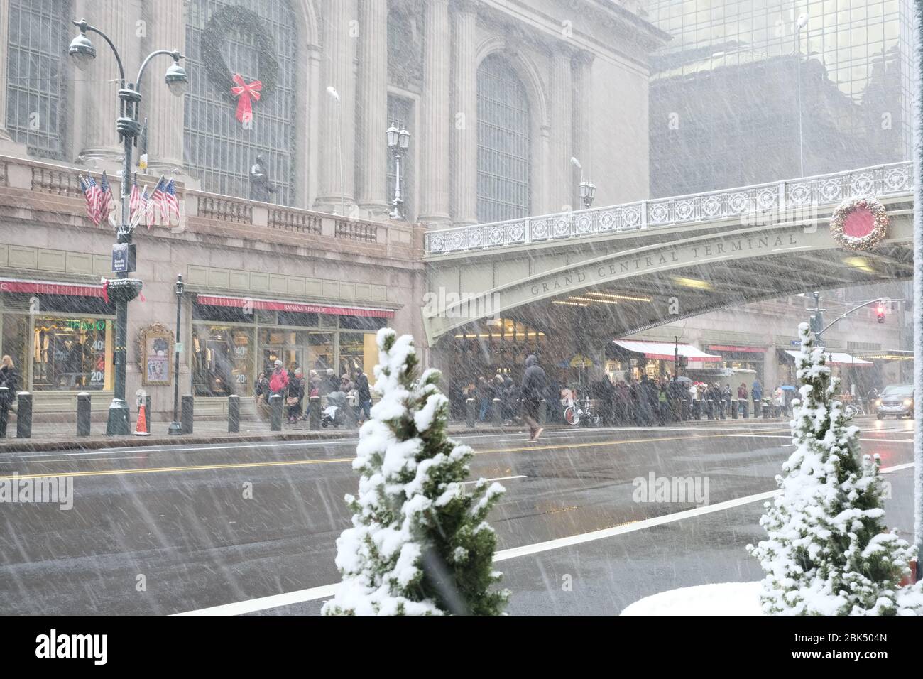 New York, NY/USA-Dezember 2017: Grand Central Terminal (GCT) , der Hauptbahnhof, 42nd Street und Park Avenue, Midtown Manhattan, bei Schnee Stockfoto