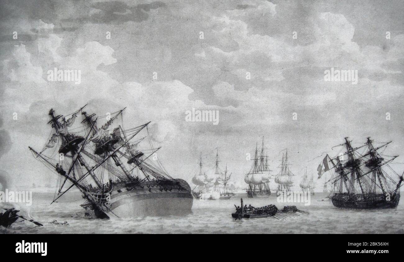 Regulus strandete auf den Untiefen von Les Palles August 12 1809 - Louis-Philippe Crepin Stockfoto