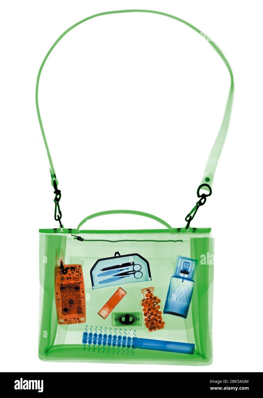 Handtasche und Accessoires für Frauen, farblich Röntgen. Stockfoto