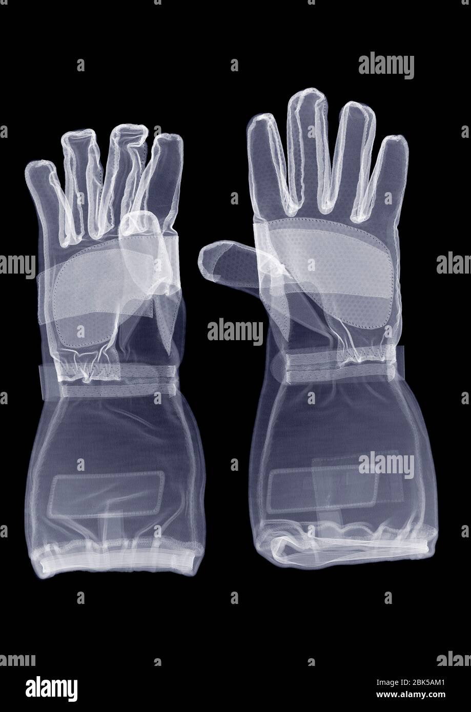 Ein Paar Stulpen Handschuhe, Röntgen. Stockfoto