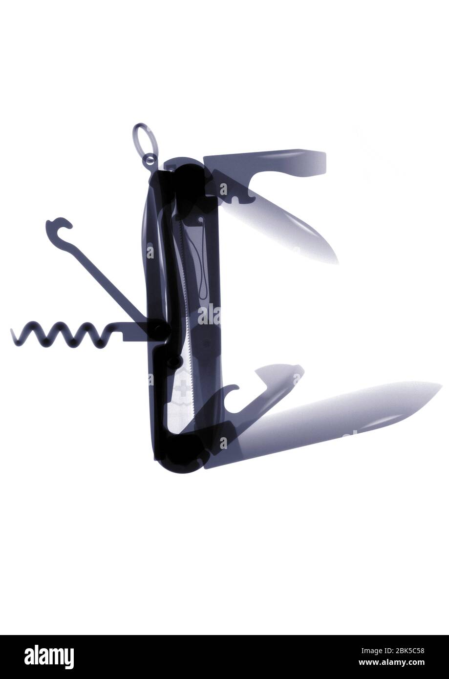 Offenes Taschenmesser, Röntgen. Stockfoto