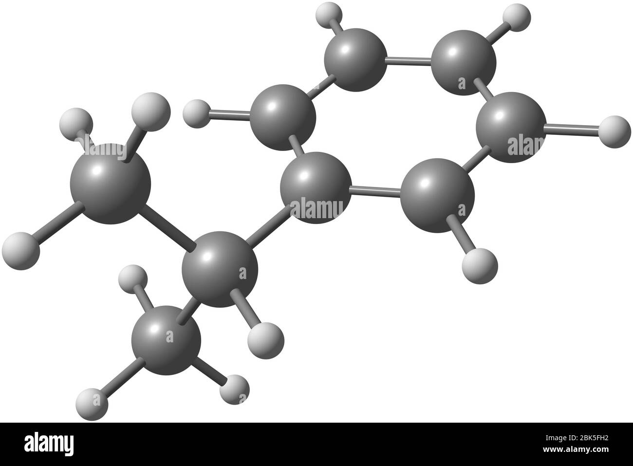 Cumol ist der gebräuchliche Name für Isopropylbenzol, eine organische Verbindung, die auf einem aromatischen Kohlenwasserstoff mit aliphatischer Substitution basiert Stockfoto