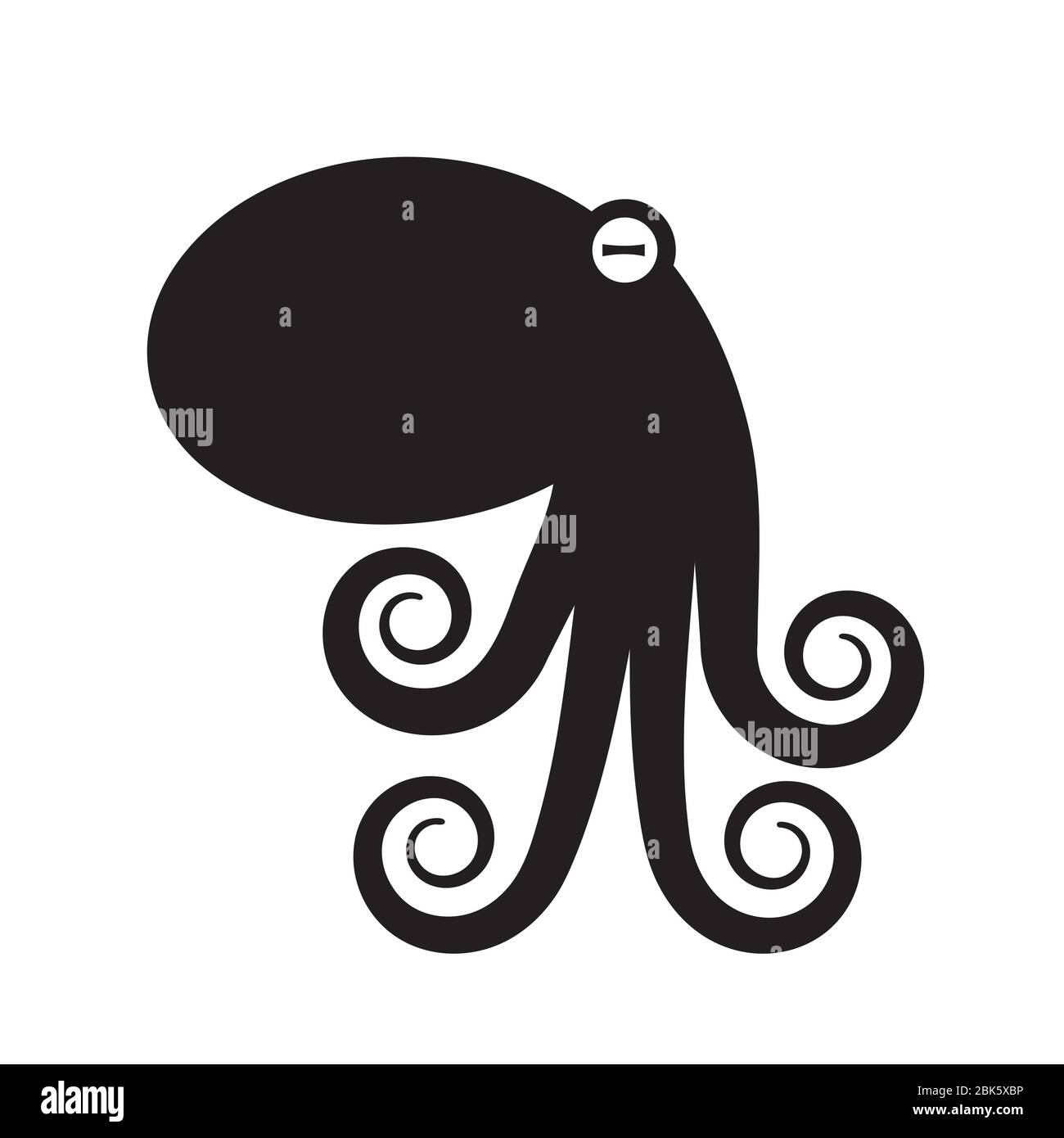 Octopus Silhouette Symbol auf einem weißen isolierten Hintergrund. Vektorbild Stock Vektor