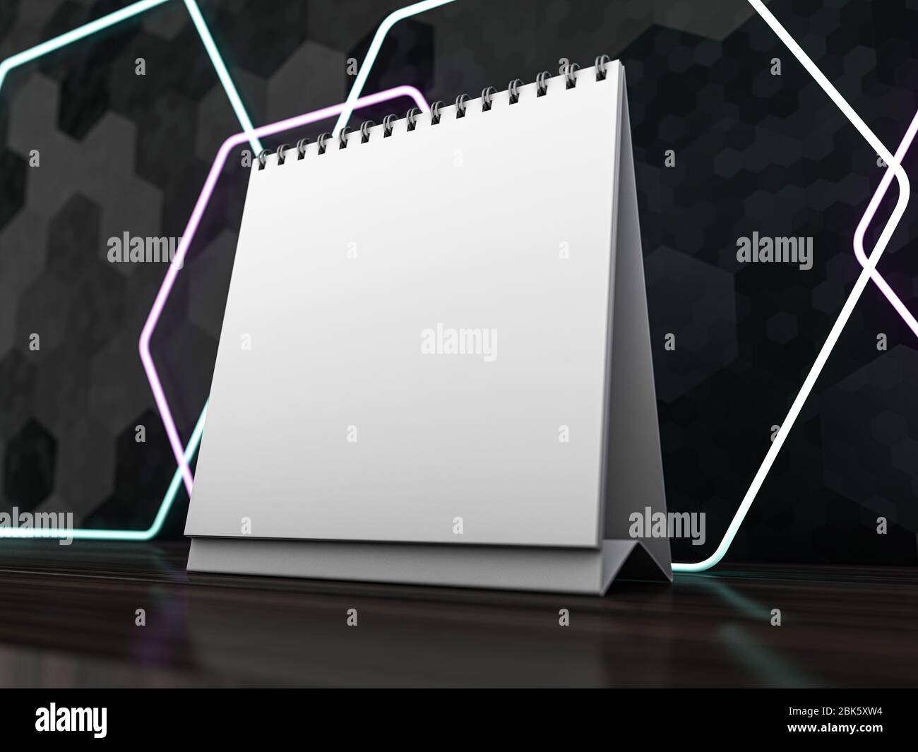 Leeren Schreibtisch Kalender. Mockup design Luxus Konzept. 3D-Rendering Stockfoto