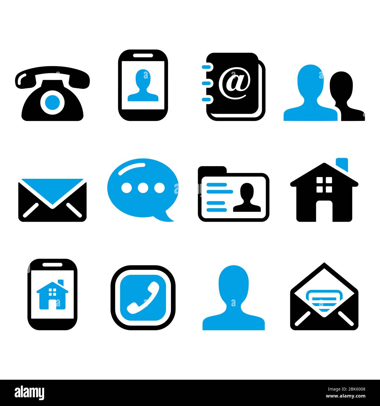 Kontakt Vektor-Symbole Set - Handy, Benutzer, E-Mail, Smartphone, Telefon Design Sammlung Stock Vektor