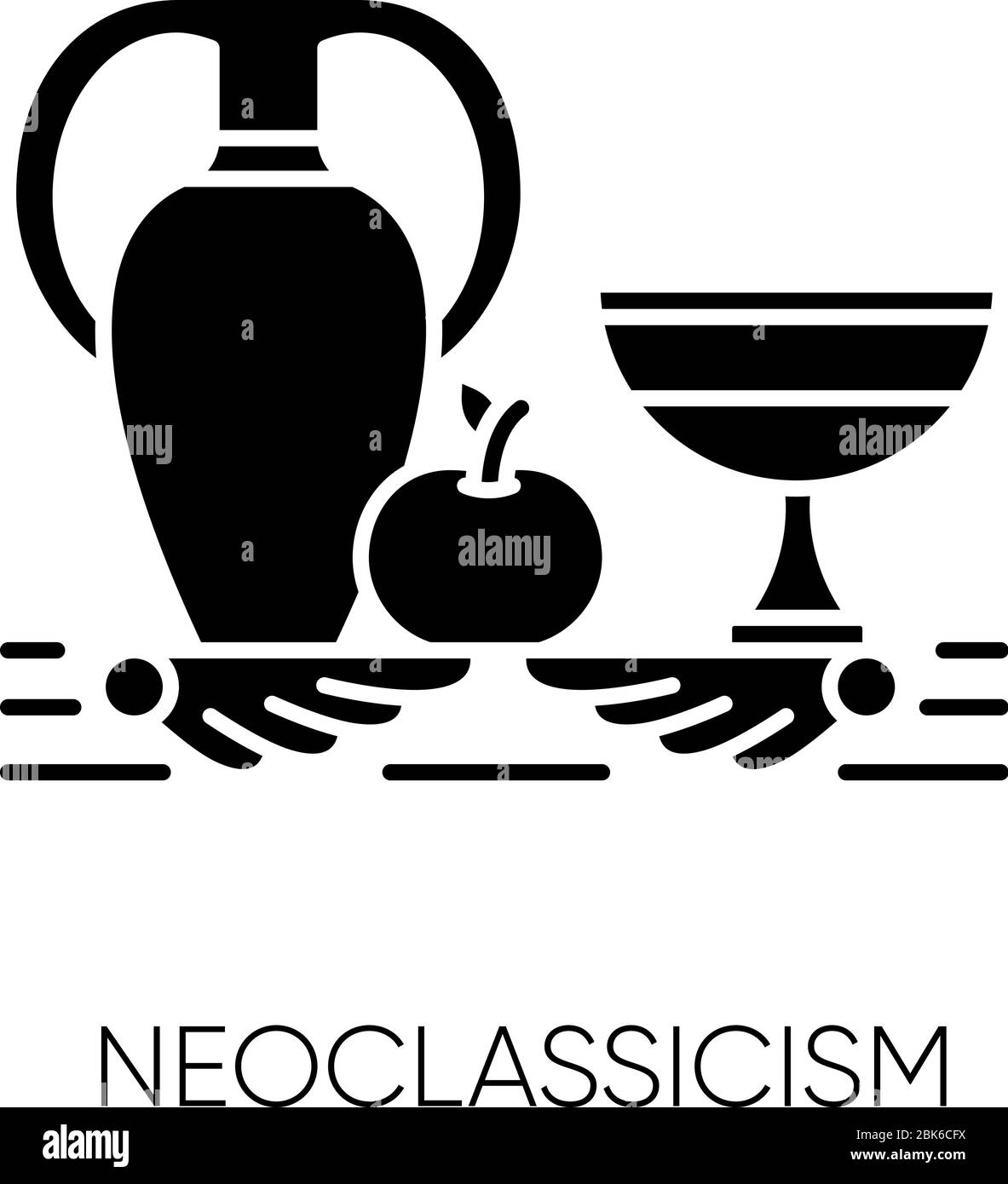 Schwarzes Glyphen-Symbol im Neoklassizismus Stock Vektor