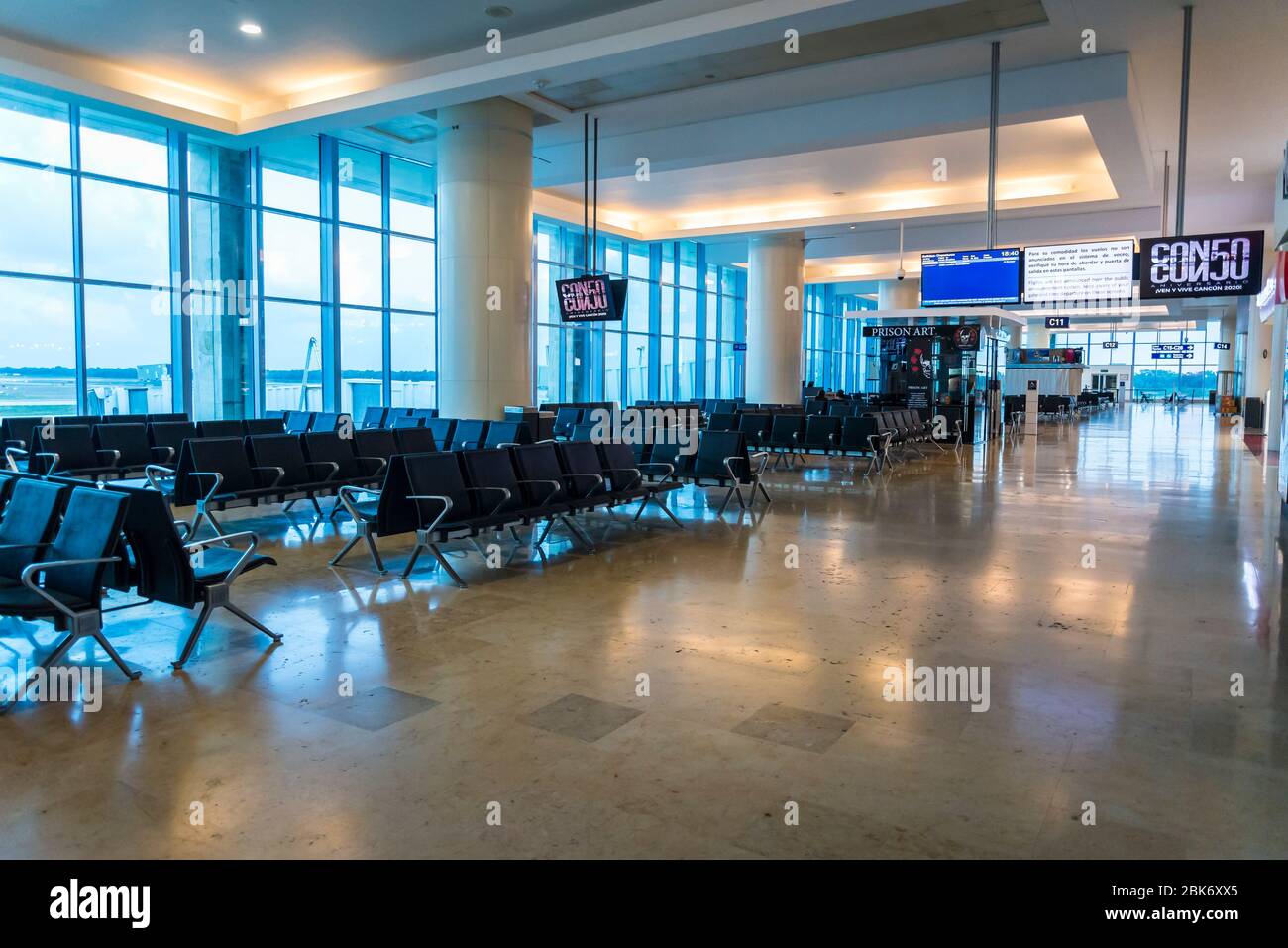 Verlassene Cancun Flughafen wegen Covid-19 Krise, Cancun, Mexiko Stockfoto