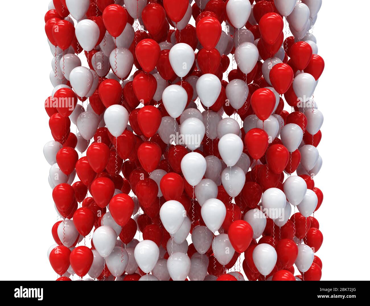 Feier Hintergrund mit roten und weißen Party Ballons isoliert. 3D-Darstellung Stockfoto