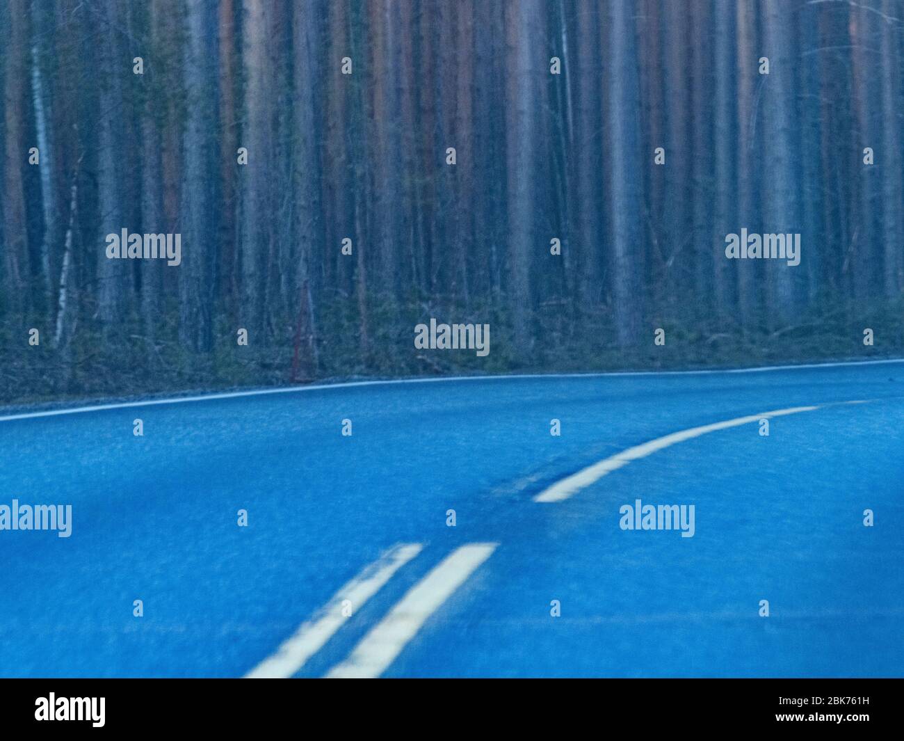Waldstraße in der Nähe von Oulu finnland Stockfoto