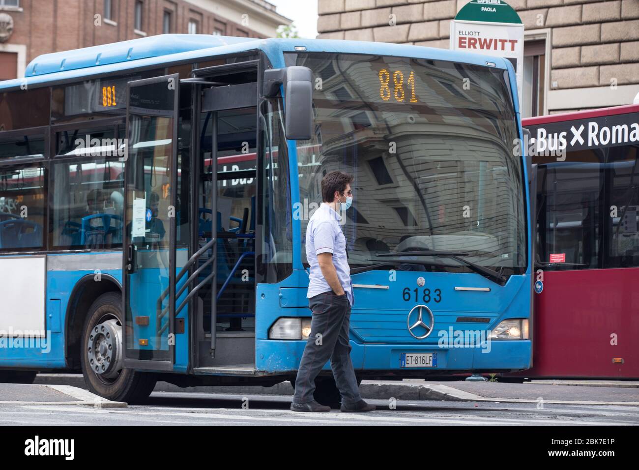 Roma, Italien. Mai 2020. Details der Busse am Endbahnhof der Via Paola in Rom (Foto: Matteo Nardone/Pacific Press) Quelle: Pacific Press Agency/Alamy Live News Stockfoto