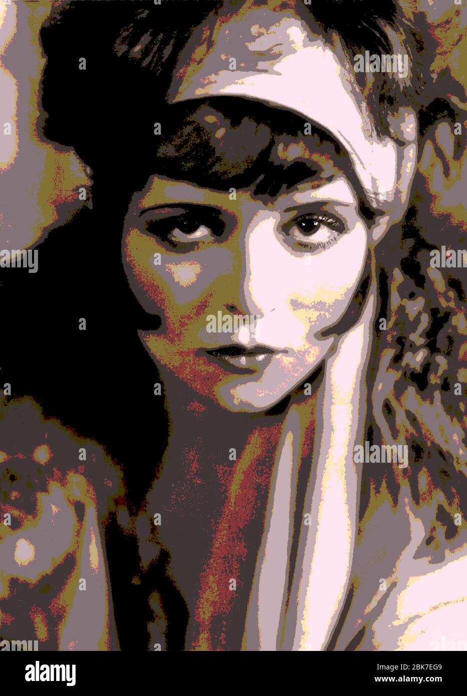 Clara Bow, Posterisierte Illustration, Silent Film Star Stockfoto