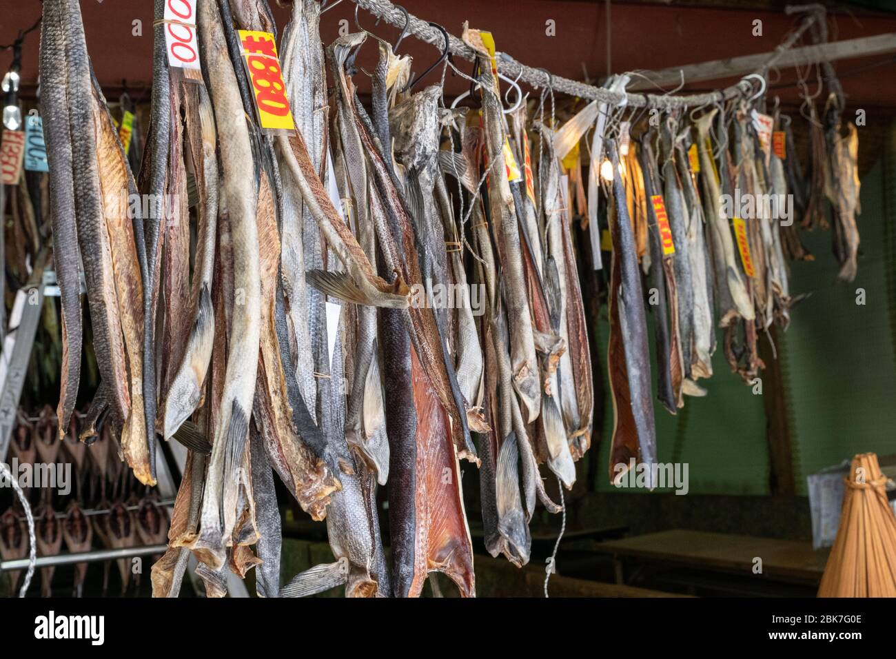 Getrockneter Fisch Zum Aufhängen, Otaru, Japan Stockfoto