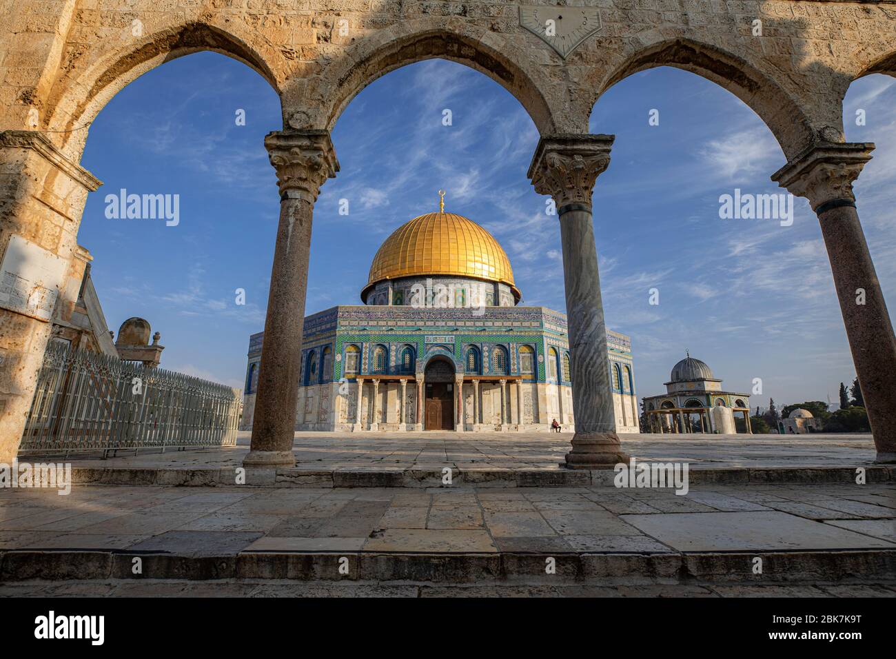 Kuppel des Felsens Islamischer Schrein auf dem Tempelberg in der Altstadt von Jerusalem, Israel Stockfoto