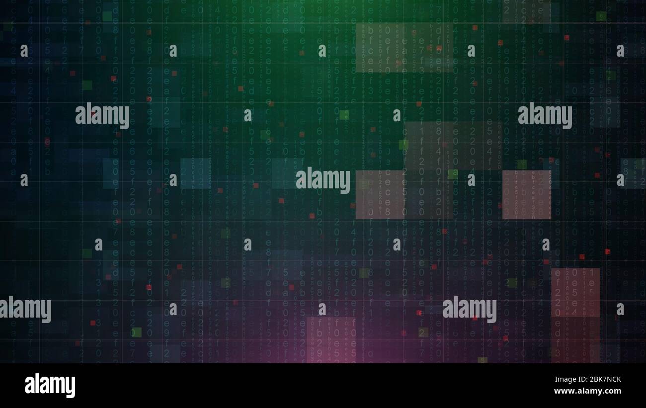 Abstrakte Datenbits Hintergrund. Muster der digitalen Cyber-Technologie. Stockfoto