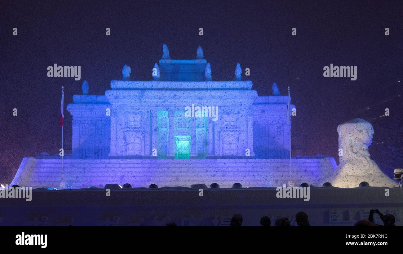 Eiskunstwerkskulptur, Sapporo Snow Festival, Hokkaido, Japan Stockfoto