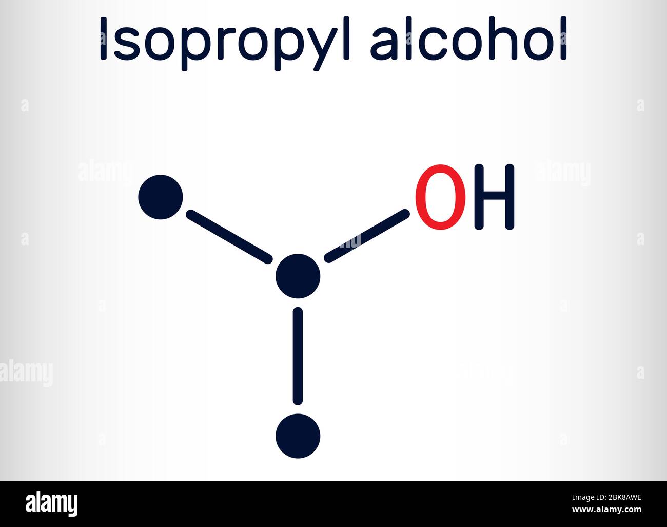 Isopropylalkohol, 2-Propanol, Isopropanol, C3H8O-Molekül. Es ist Isomer von Propylalkohol, als Antiseptikum in Desinfektionsmitteln, Reinigungsmitteln verwendet. Structura Stock Vektor