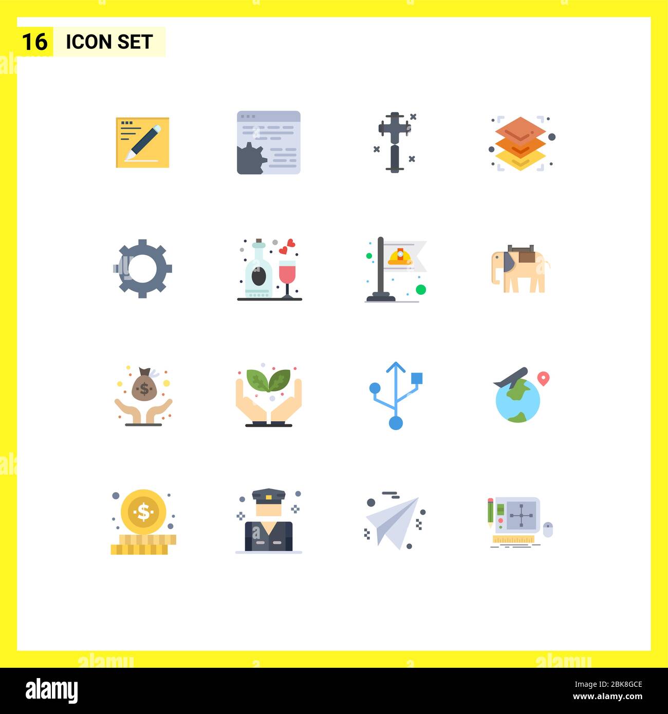 16 Kreative Symbole Moderne Zeichen und Symbole der Einstellung, Druck, App, Ebenen, ostern bearbeitbare Pack von Kreativen Vektor Design-Elemente Stock Vektor