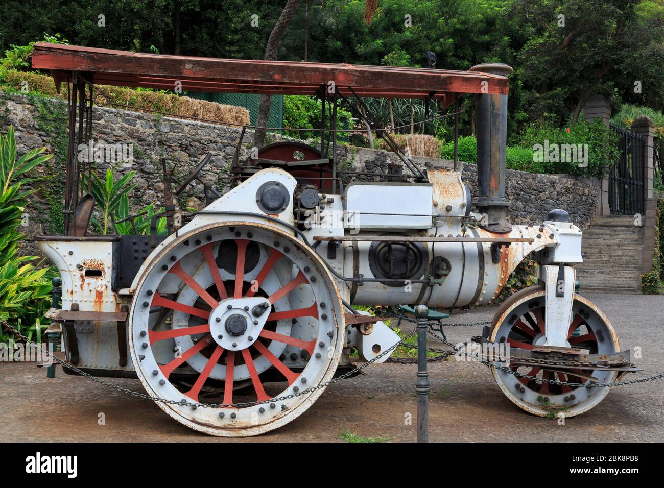 Dampfmaschine, Santa Catarina Park, Funchal City, Madeira Island, Portugal, Europa Stockfoto