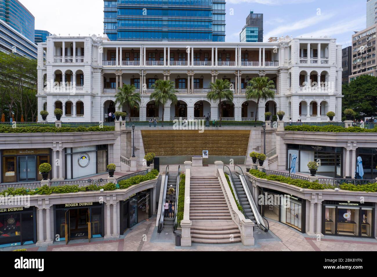1881 Heritage, das ehemalige Gelände des Hauptquartiers der Marine Police, in Tsim Sha Tsui, Hongkong. Mittlere Aufnahme, Augenhöhe Stockfoto