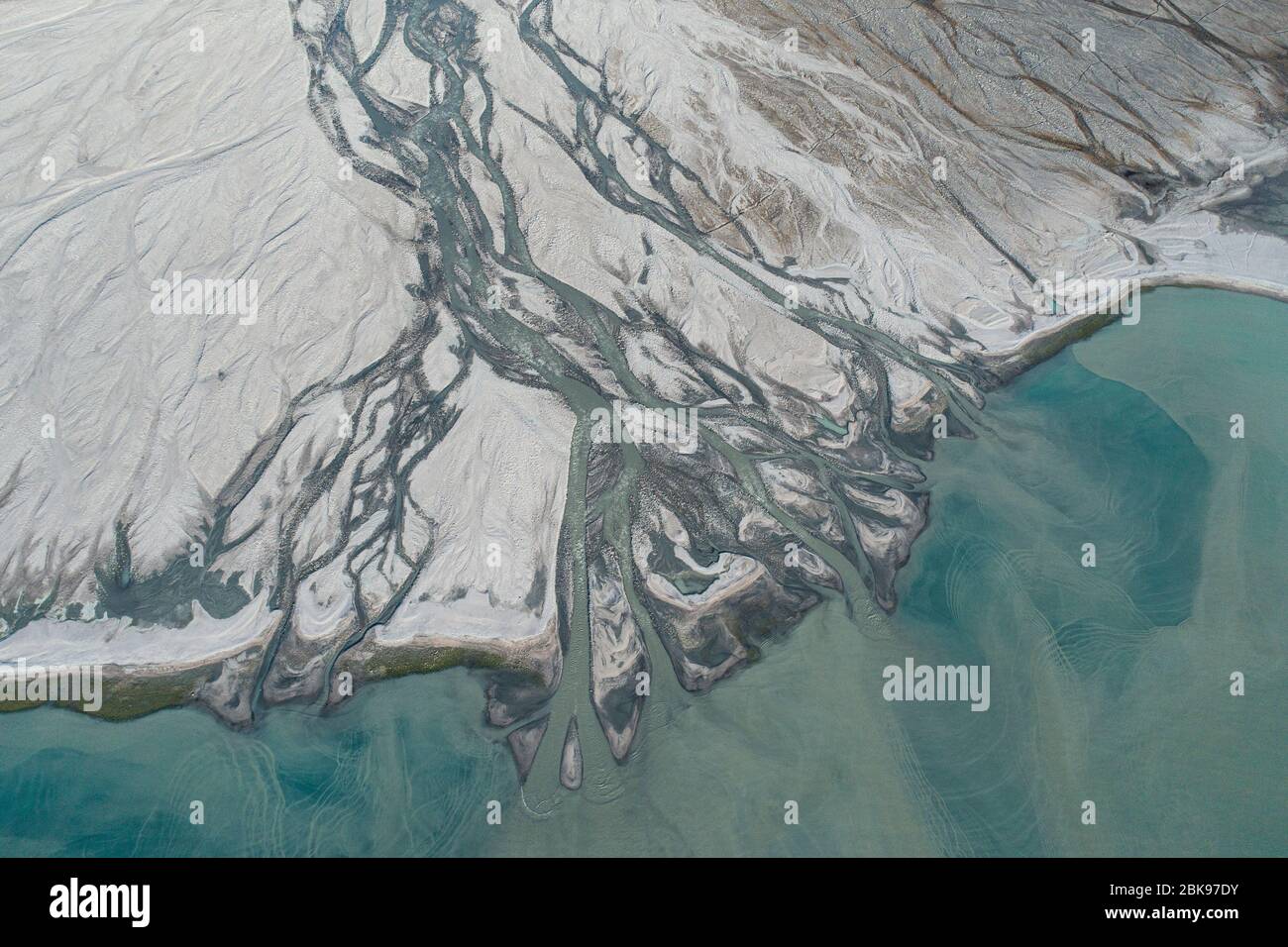 Arctic River Delta, Baffin Island, Kanada Stockfoto