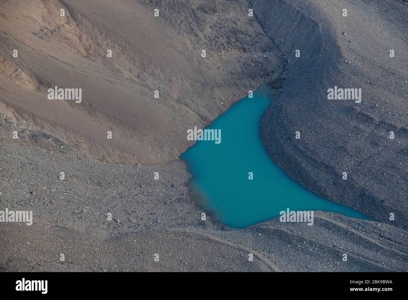 Luftaufnahme des Moränensees, Ellesmere Island, Kanada Stockfoto