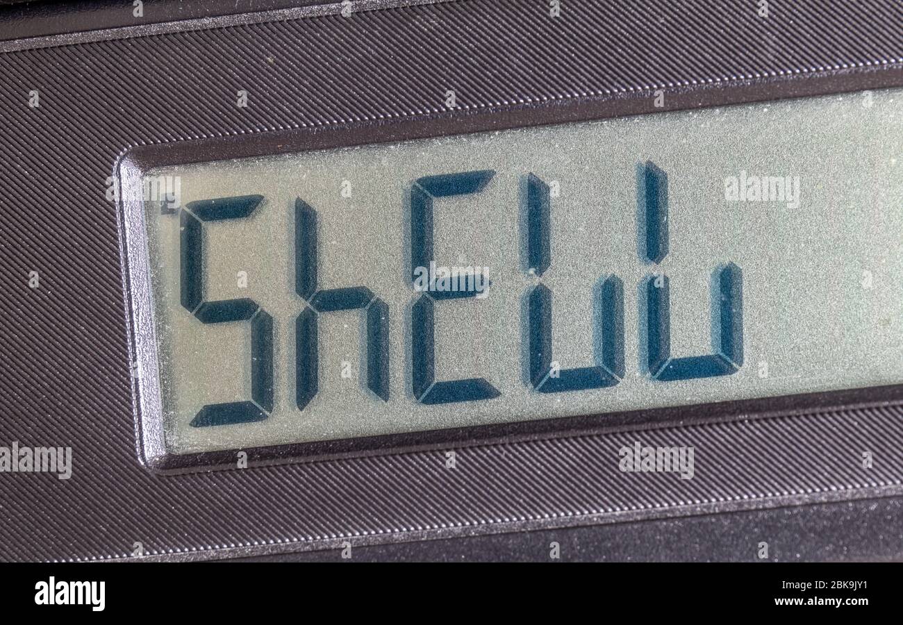 Alte LCD-Rechner Display-Schreiben aus einer Word-Shell Stockfoto