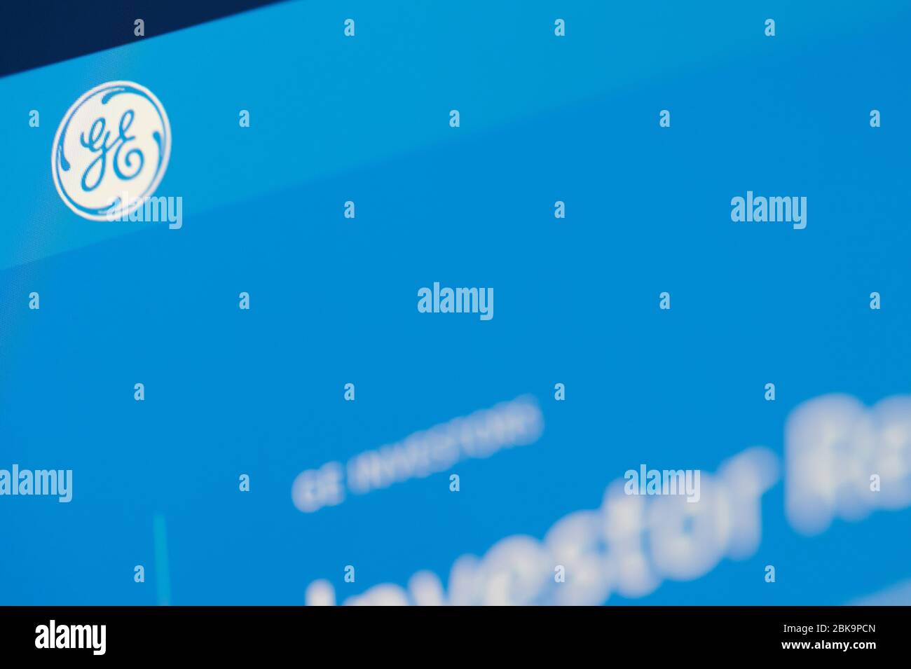 New-York , USA - April 29 , 2020:General Electric Startseite Webseite Nahaufnahme Ansicht auf Laptop-Bildschirm Stockfoto