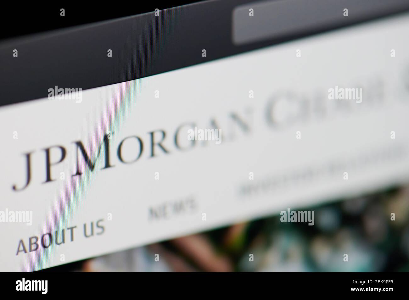 New-York , USA - 29. April 2020: JPMorgan Chase Homepage Nahaufnahme auf Laptop-Bildschirm Stockfoto