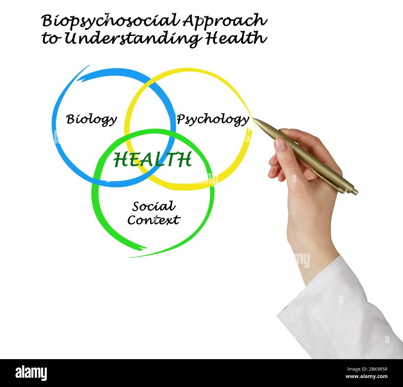 Biopsychosozialer Ansatz zum Verständnis der Gesundheit Stockfoto