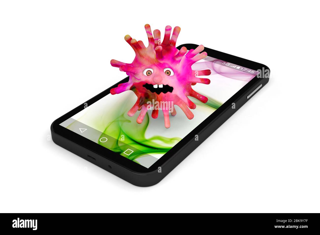 Virus Smartphone Anwendung App covid-19 Coronavirus 3D Stockfoto